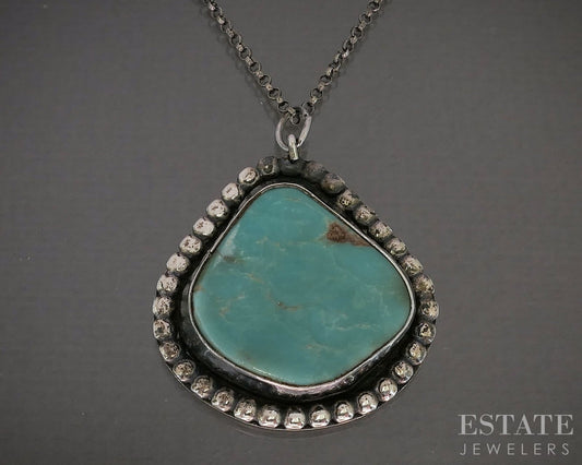 Vintage Sterling Natural Turquoise Navajo Begay Ladies Necklace 11.5g p28636