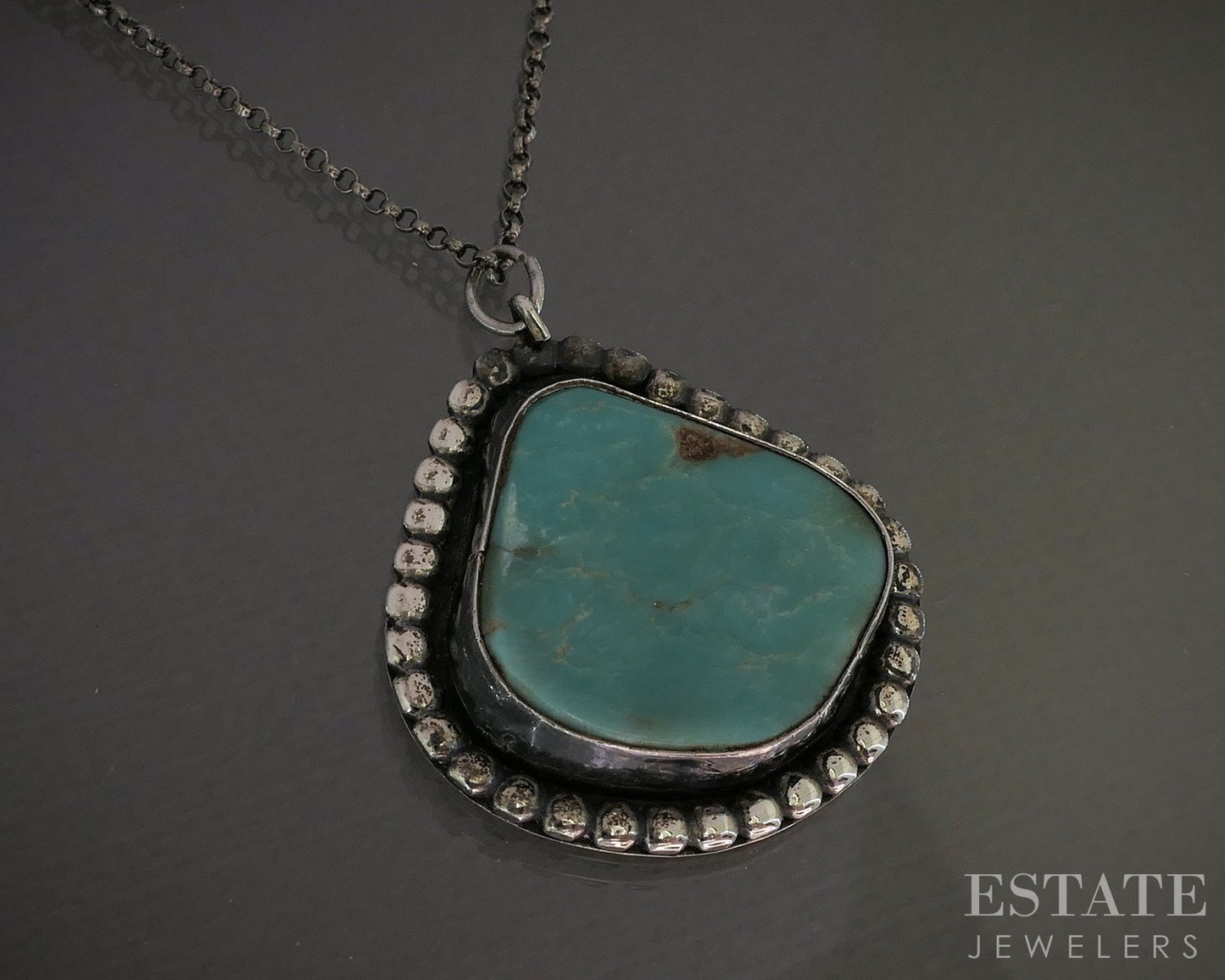 Vintage Sterling Natural Turquoise Navajo Begay Ladies Necklace 11.5g p28636