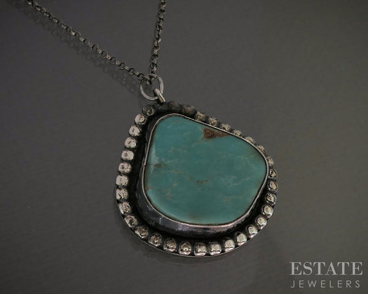 Vintage Sterling Natural Turquoise Navajo Begay Ladies Necklace 11.5g p28636