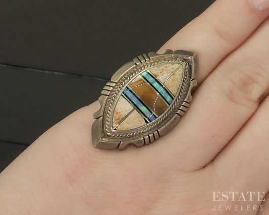Vintage Sterling Alvin Tyler Begay Multi Gem Navajo Ladies Ring 14g p28643