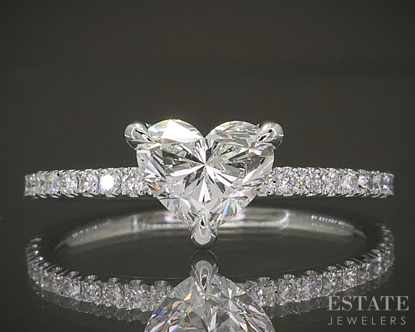14k White Gold GIA Heart Natural 1.12ctw Diamond Engagement Ring 2.1g p27929