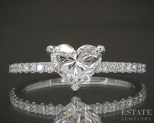 14k White Gold GIA Heart Natural 1.12ctw Diamond Engagement Ring 2.1g p27929