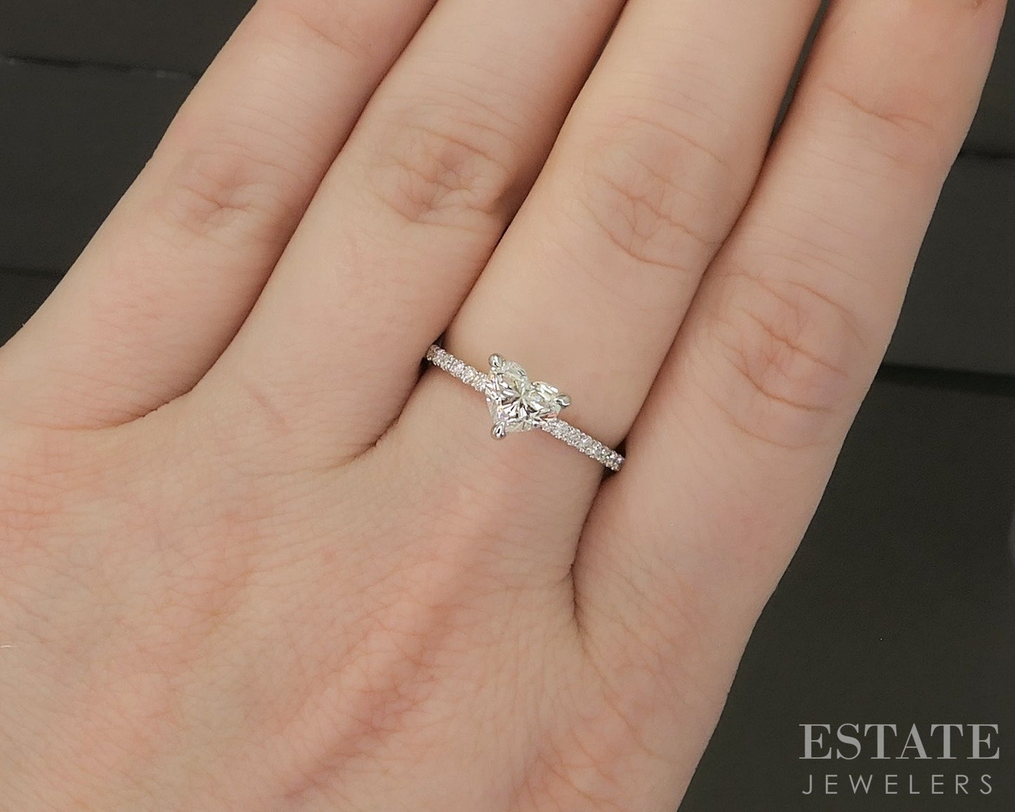 14k White Gold GIA Heart Natural 1.12ctw Diamond Engagement Ring 2.1g p27929