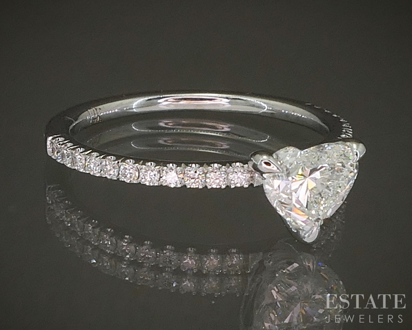 14k White Gold GIA Heart Natural 1.12ctw Diamond Engagement Ring 2.1g p27929