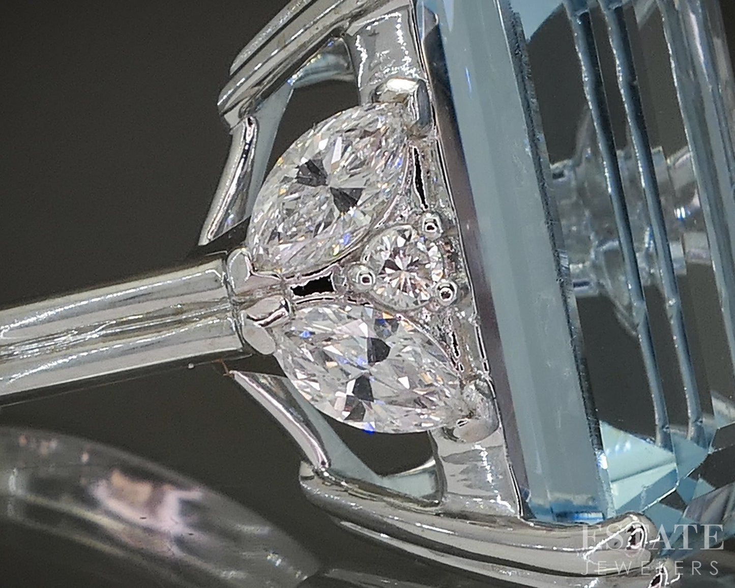 14k White Gold Emerald Natural 20.99ct Aquamarine & Diamond Ring 13g p28539