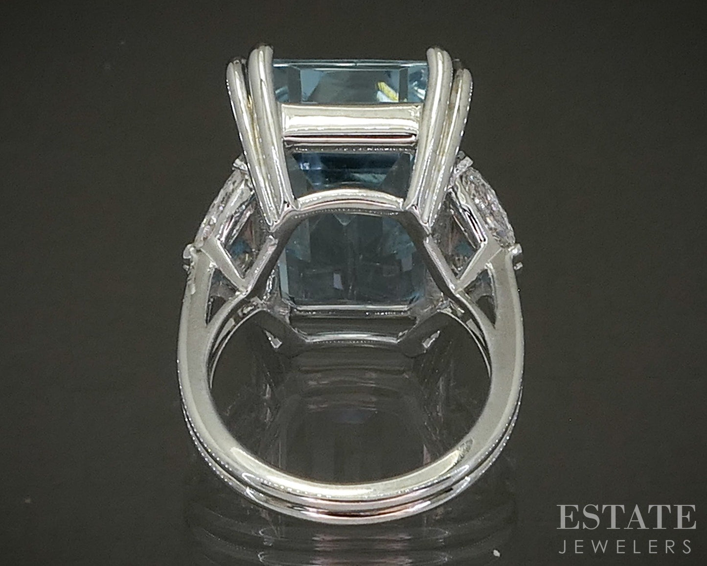 14k White Gold Emerald Natural 20.99ct Aquamarine & Diamond Ring 13g p28539