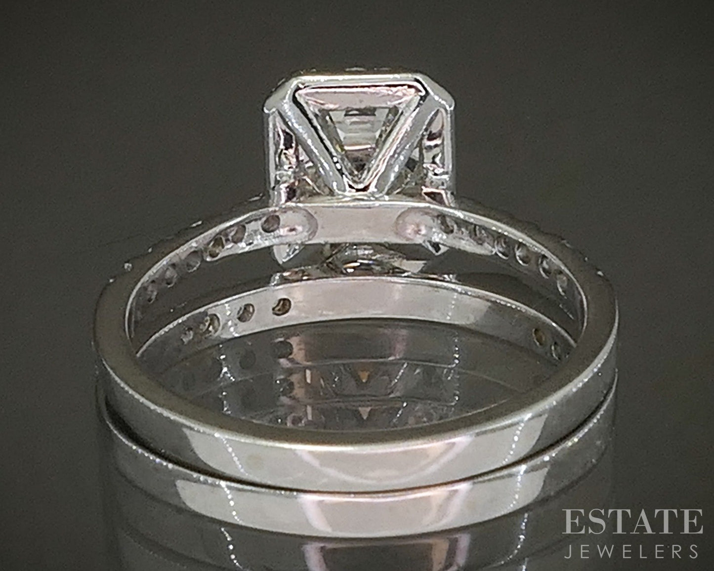 14k White Gold GIA Emerald Natural 1.44ctw Diamond Wedding Set 3.7g p27927