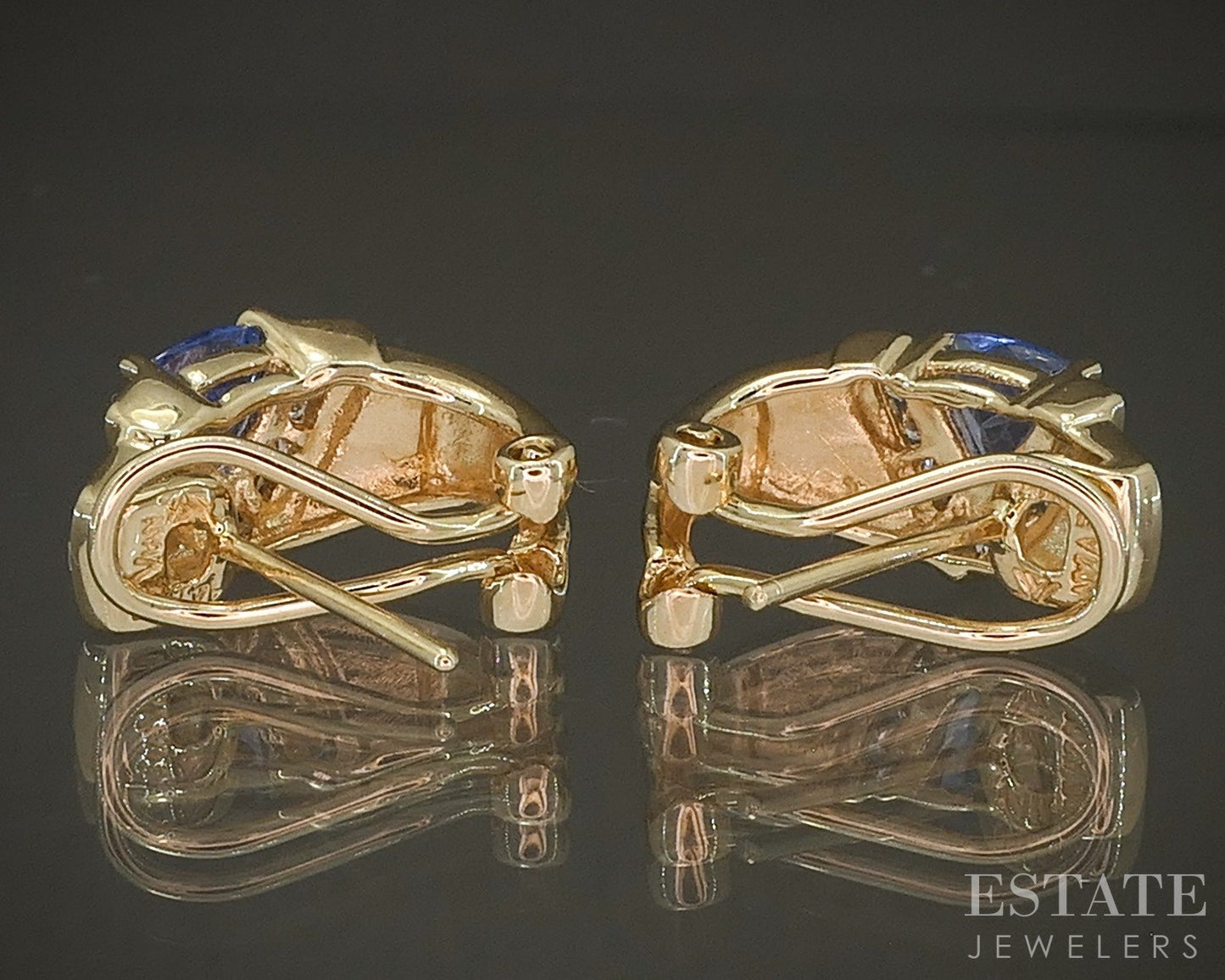 14k Honey Gold LeVian Natural Tanzanite Opal & Diamond Earrings 4.4g p27523