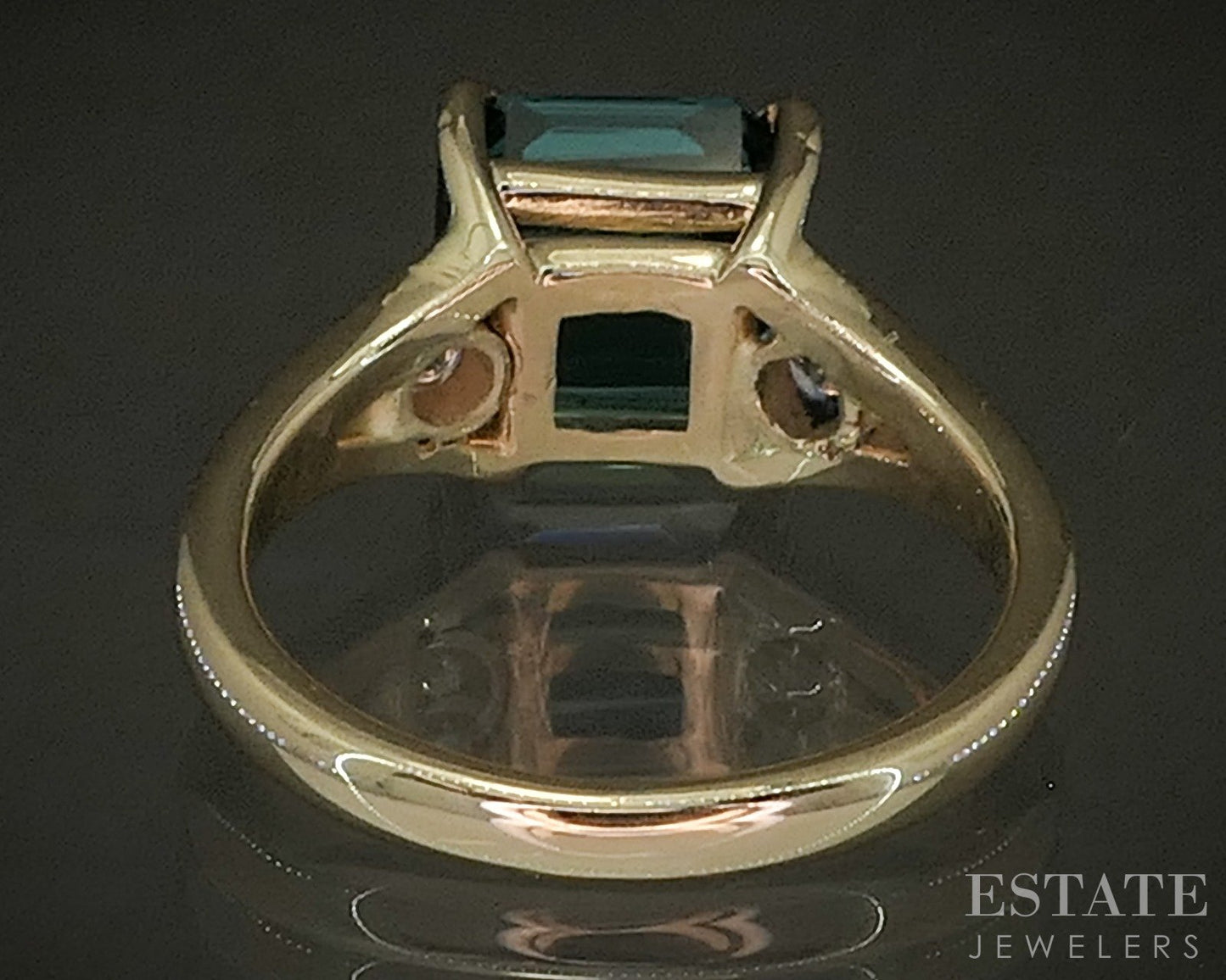 14k Yellow Gold Natural 2.85ct Teal Tourmaline & Diamond Ring 4.2g p28538