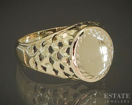 Vintage 18k Yellow Gold Open Oval Signet Ring 3.2g p27081