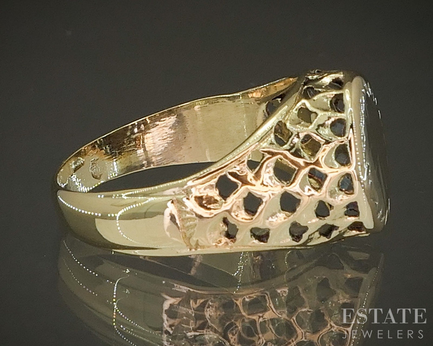 Vintage 18k Yellow Gold Open Oval Signet Ring 3.2g p27081