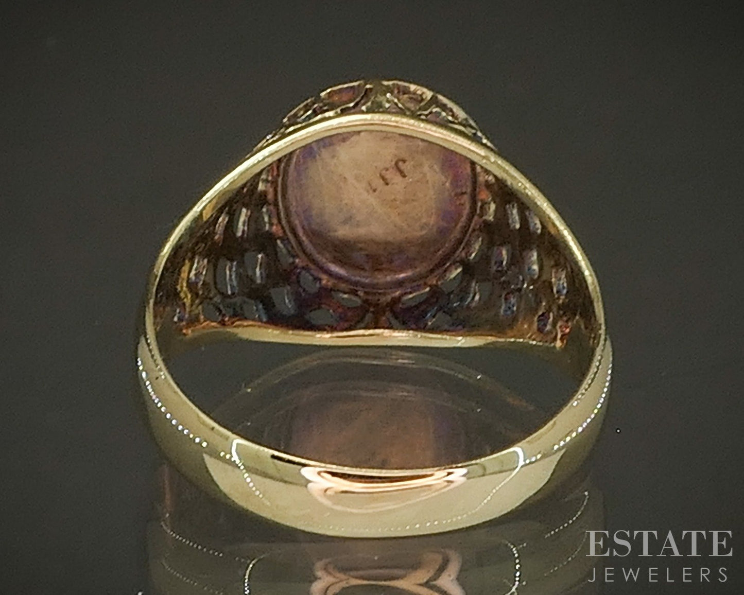 Vintage 18k Yellow Gold Open Oval Signet Ring 3.2g p27081