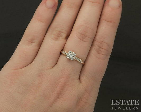 Antique 14k Yellow Gold OEC Natural .43ctw Diamond Engagement Ring 2g p24821