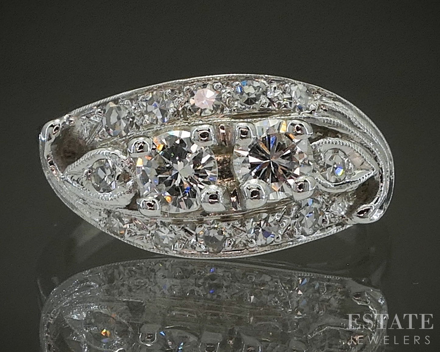 Vintage 14k White Gold Natural .53ctw Diamond Engagement Ring 3.6g p25851