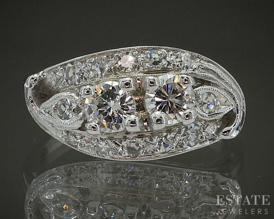 Vintage 14k White Gold Natural .53ctw Diamond Engagement Ring 3.6g p25851