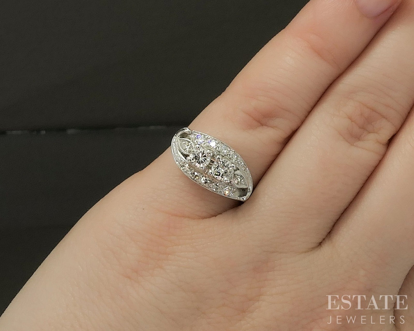 Vintage 14k White Gold Natural .53ctw Diamond Engagement Ring 3.6g p25851