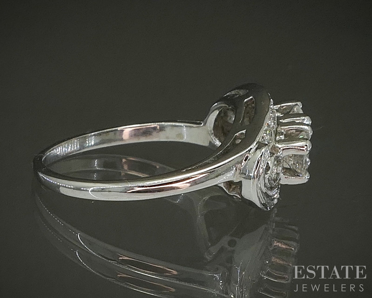 Vintage 14k White Gold Natural .53ctw Diamond Engagement Ring 3.6g p25851