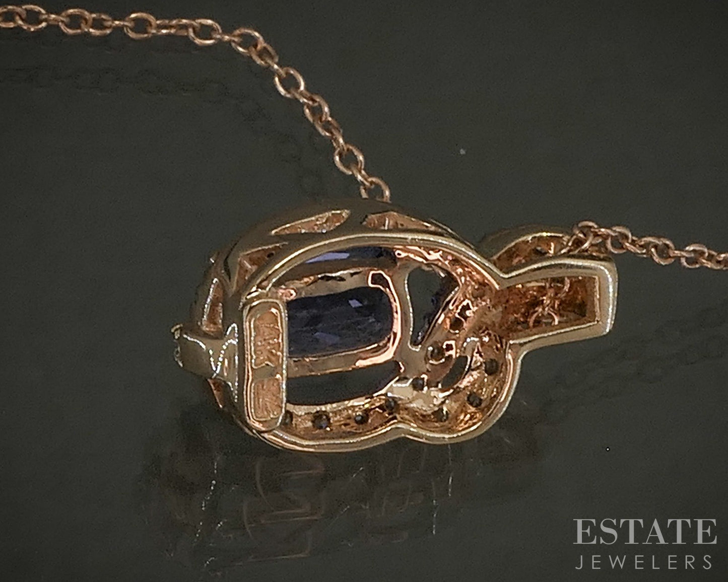 14k Strawberry Gold LeVian Natural Tanzanite & Diamond Necklace 2.8g p26115