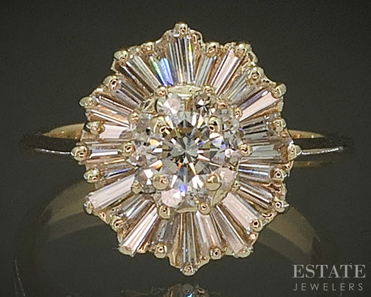 14k Yellow Gold Round Natural .66ctw Diamond Ballerina Engagement Ring p25859