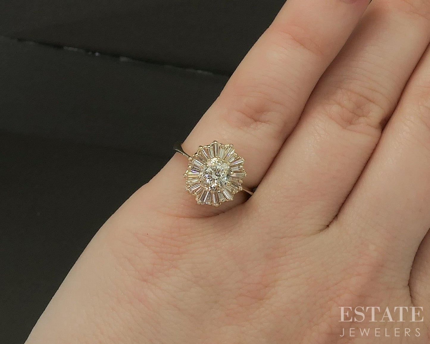 14k Yellow Gold Round Natural .66ctw Diamond Ballerina Engagement Ring p25859