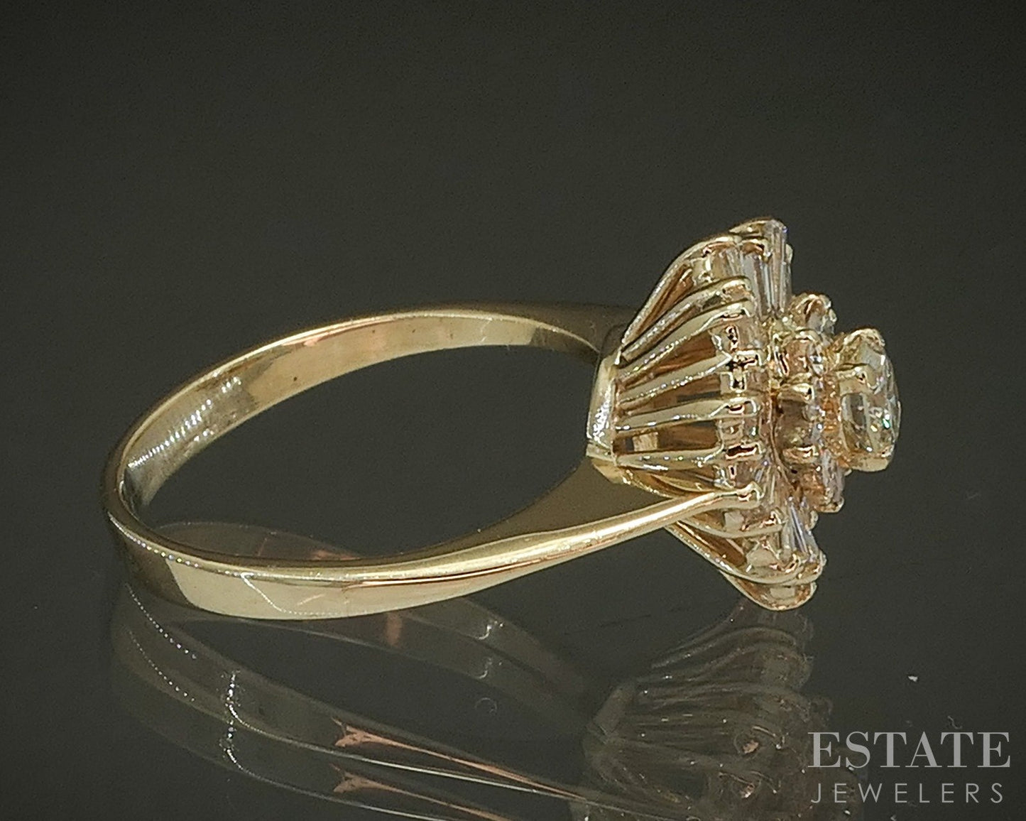 14k Yellow Gold Round Natural .66ctw Diamond Ballerina Engagement Ring p25859