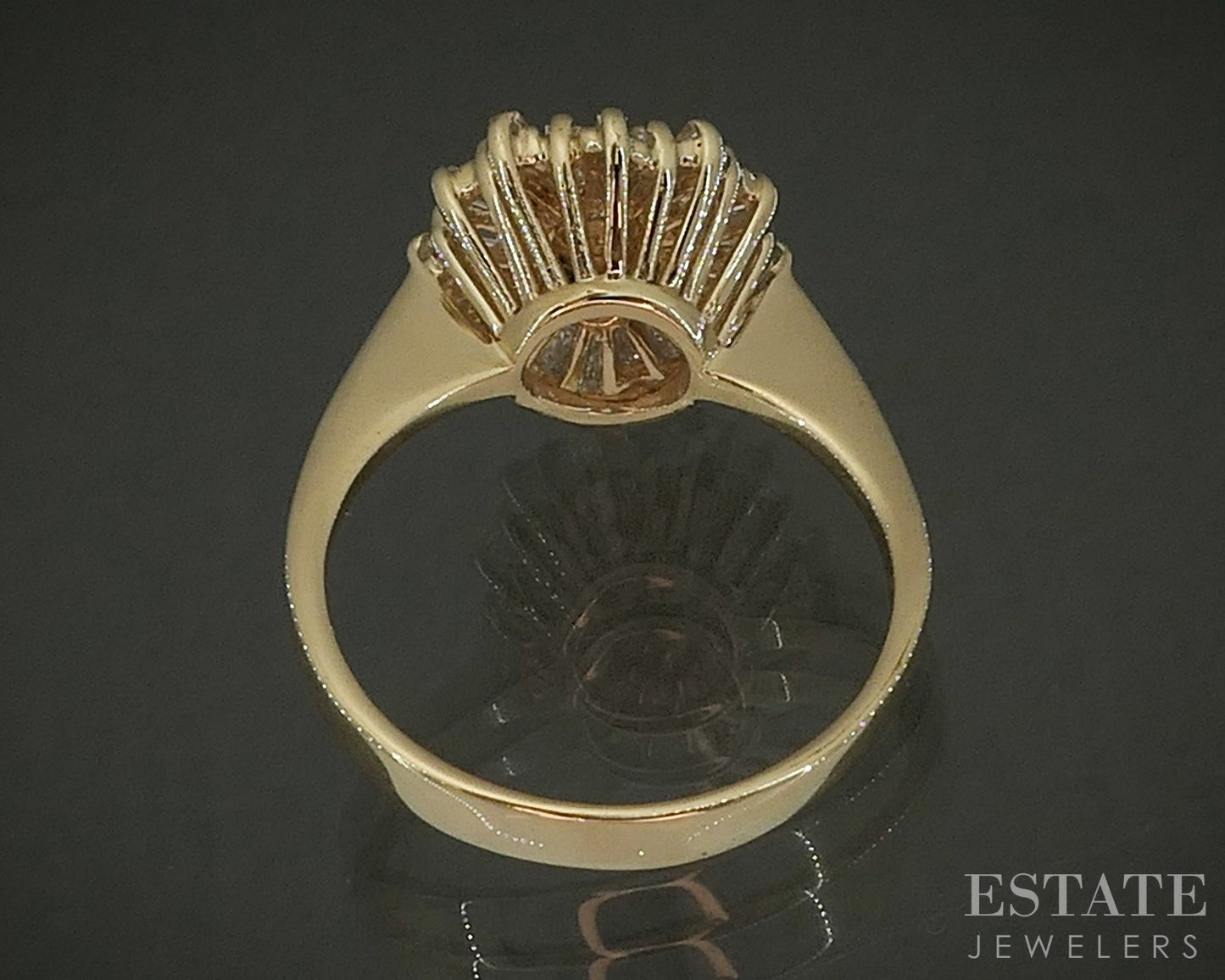 14k Yellow Gold Round Natural .66ctw Diamond Ballerina Engagement Ring p25859