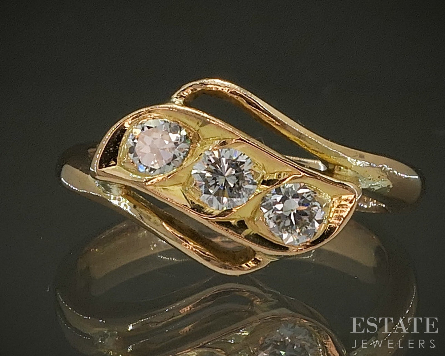 18k Yellow Gold Natural .24ctw Diamond Bypass Ladies Band 4.9g p25134