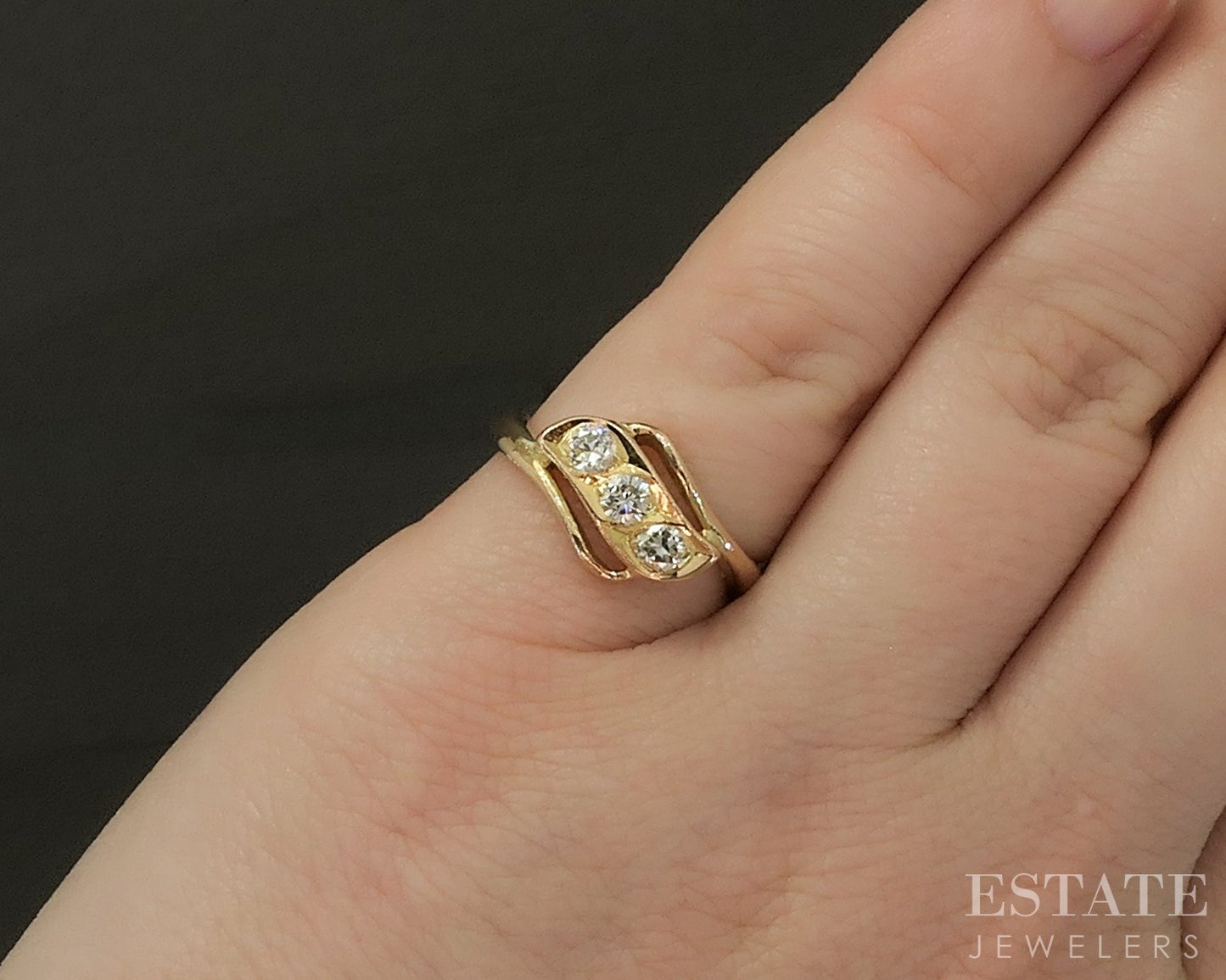 18k Yellow Gold Natural .24ctw Diamond Bypass Ladies Band 4.9g p25134