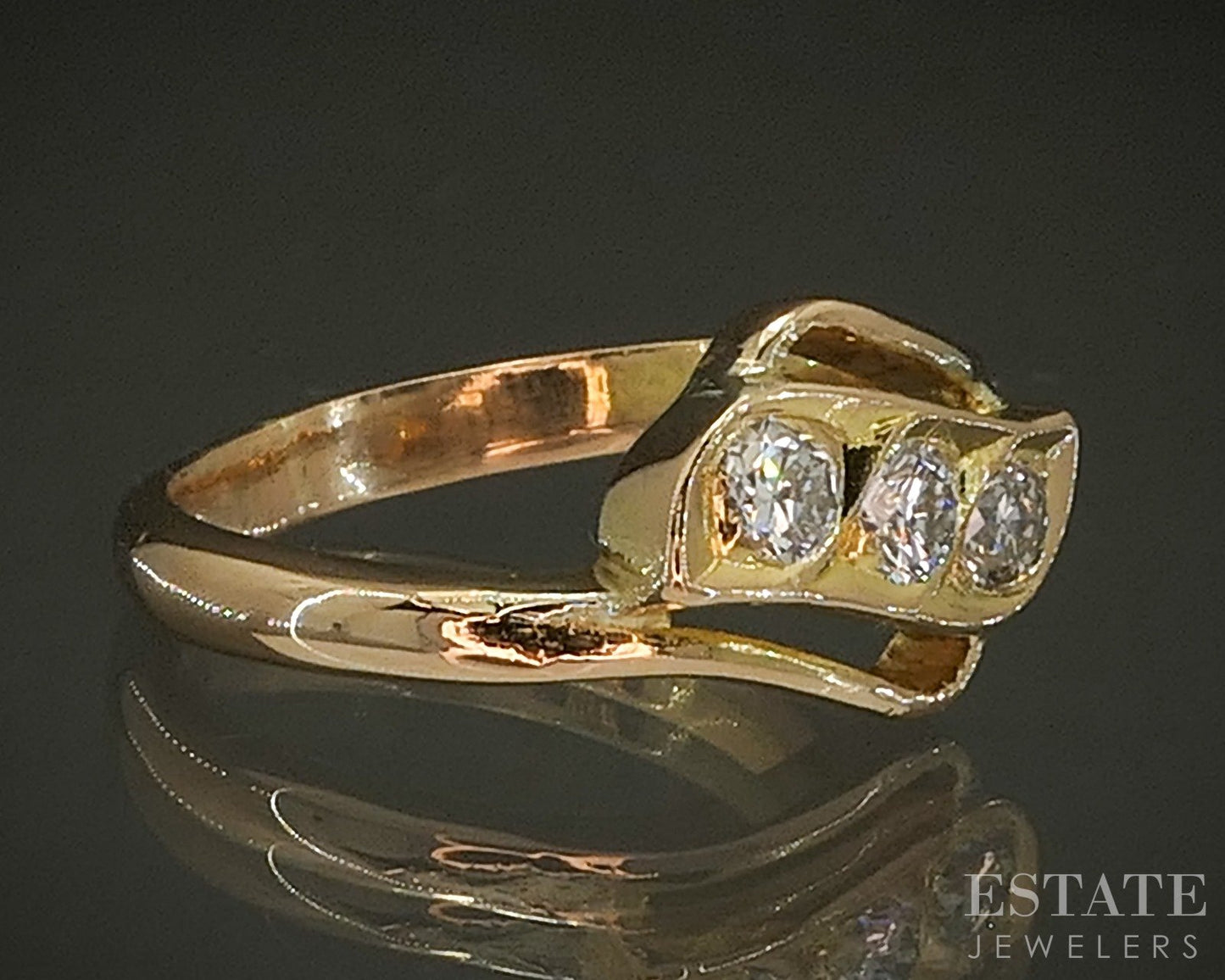 18k Yellow Gold Natural .24ctw Diamond Bypass Ladies Band 4.9g p25134