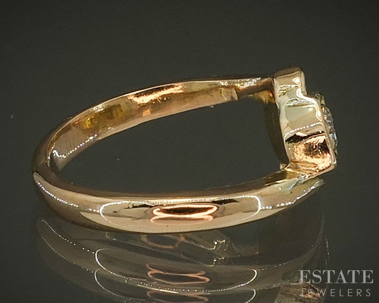 18k Yellow Gold Natural .24ctw Diamond Bypass Ladies Band 4.9g p25134