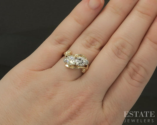 Antique 14k Yellow Gold OEC Natural 1.09ctw Diamond Engagement Ring 4.3g p26018