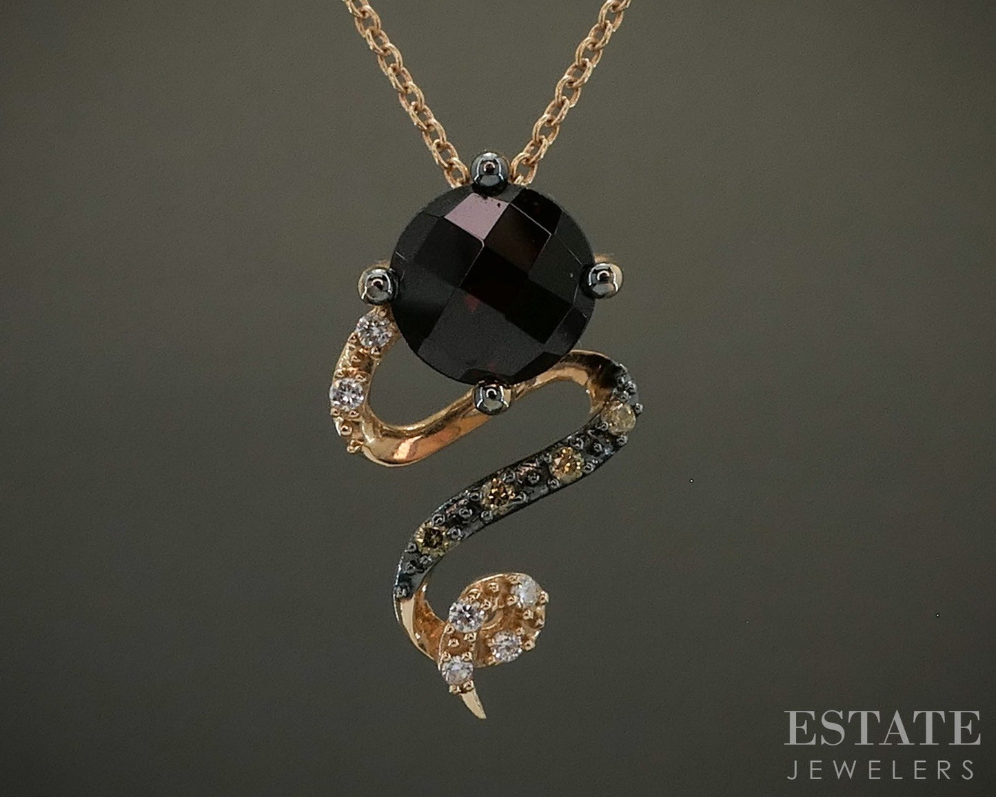 14k Strawberry Gold LeVian Natural Pomegranate Garnet & Diamond Necklace p25096