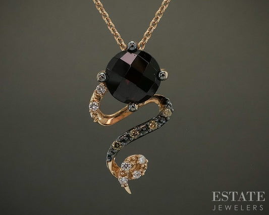 14k Strawberry Gold LeVian Natural Pomegranate Garnet & Diamond Necklace p25096