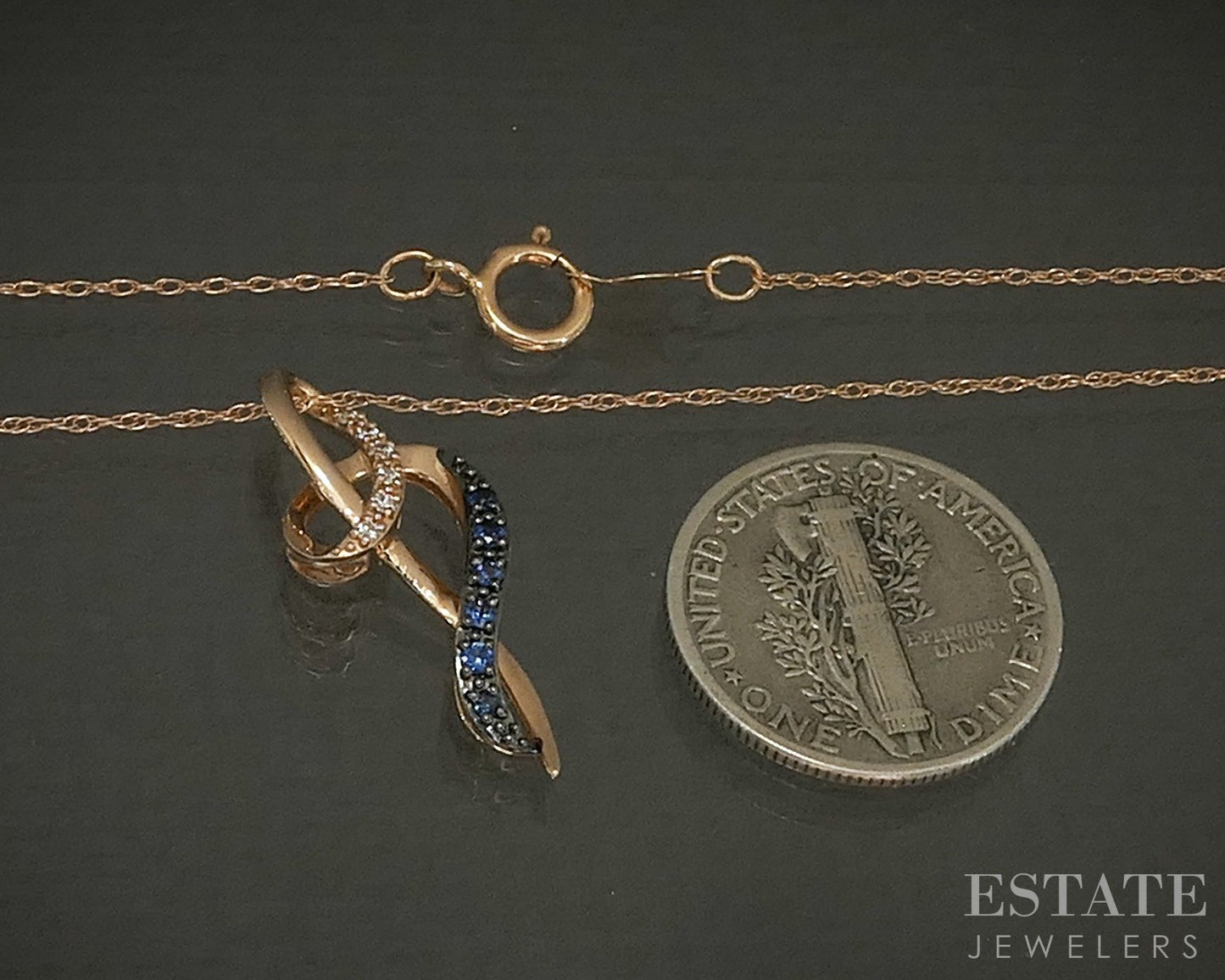 14k Strawberry Gold LeVian Natural Ombre' Sapphire & Diamond Necklace p25074