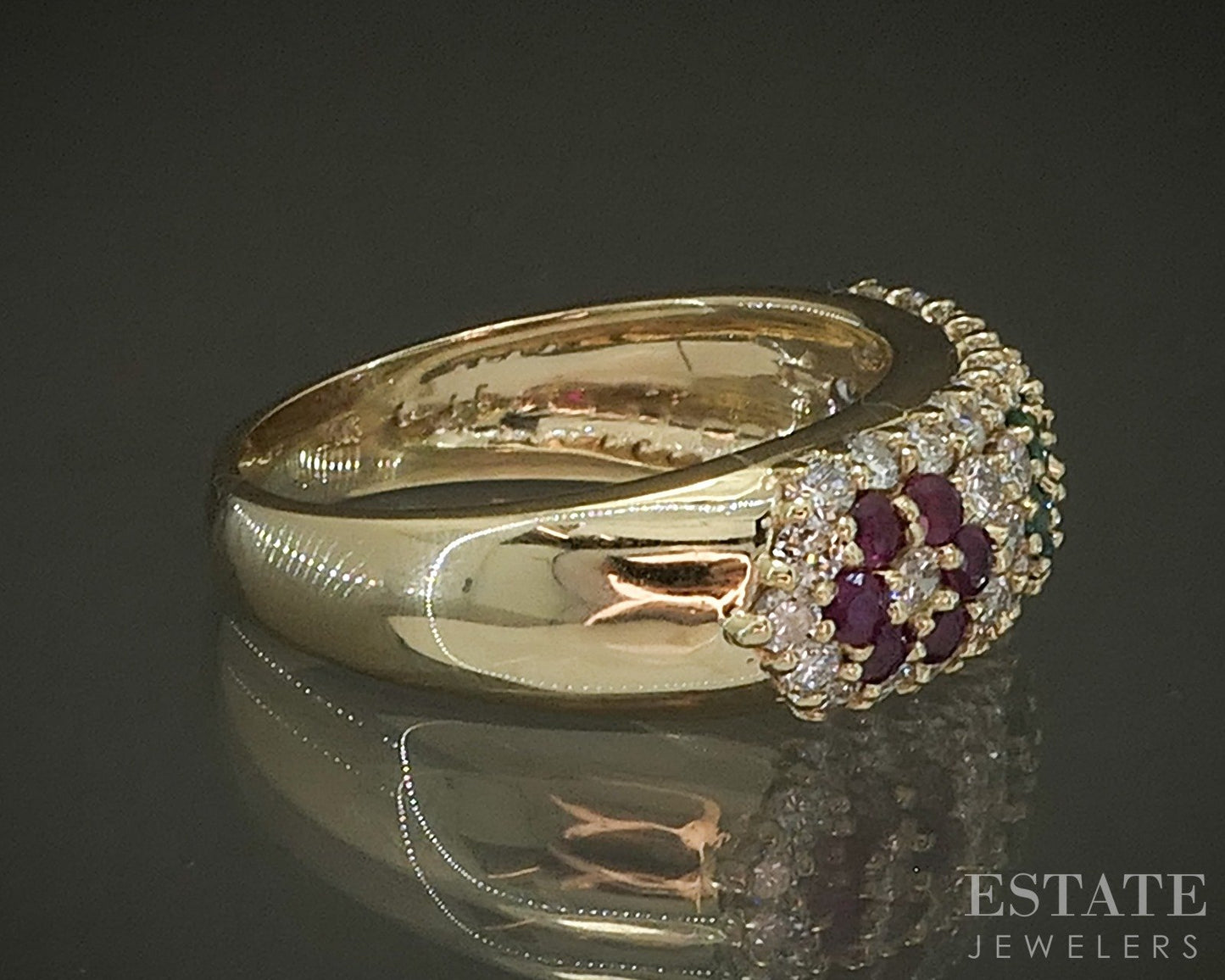14k Yellow Gold EFFY Natural Multi Gem & Diamond Ladies Band Ring 4.5g p25857