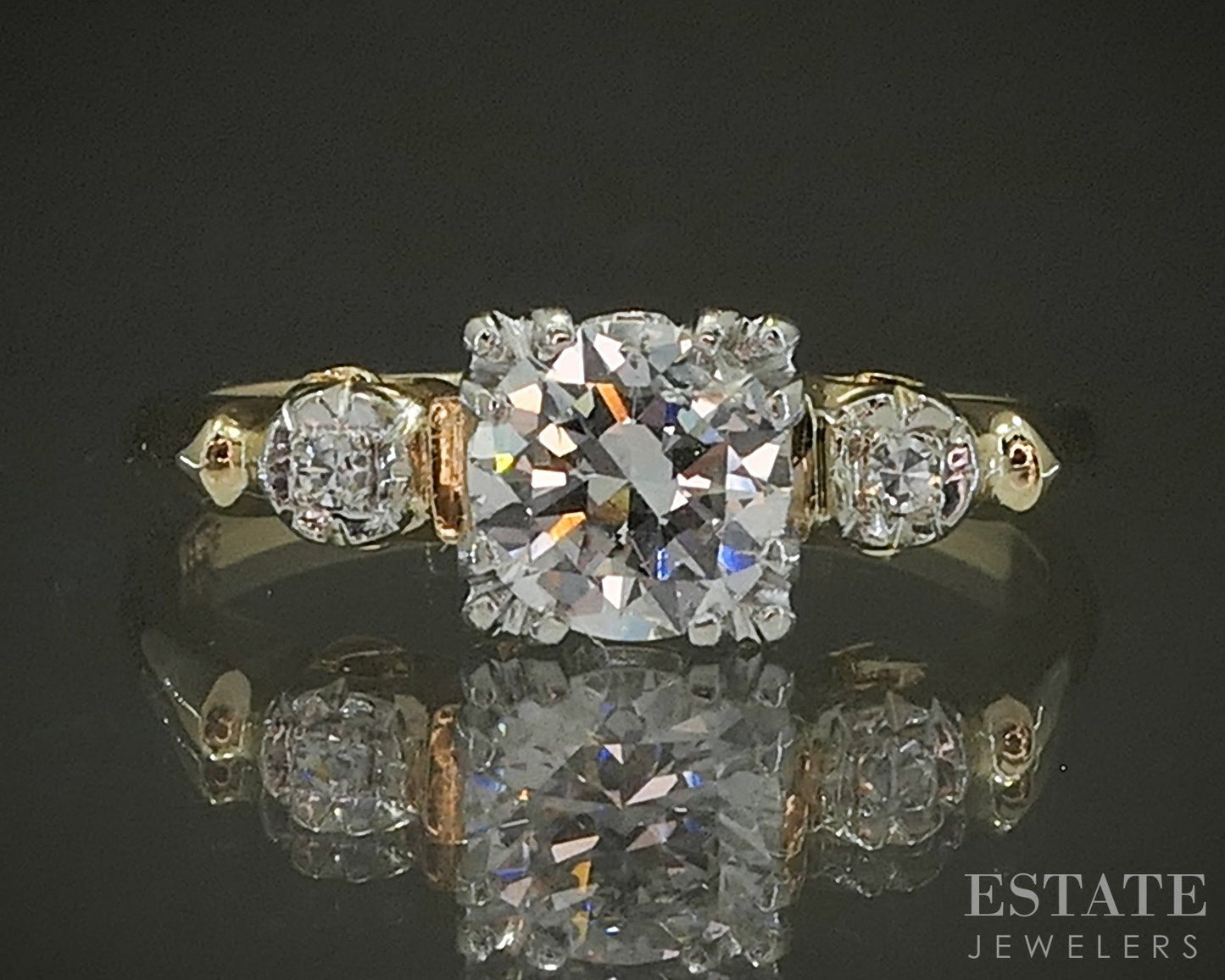 Antique 14k Yellow Gold Transitional .70ct Diamond Engagement Ring p24820