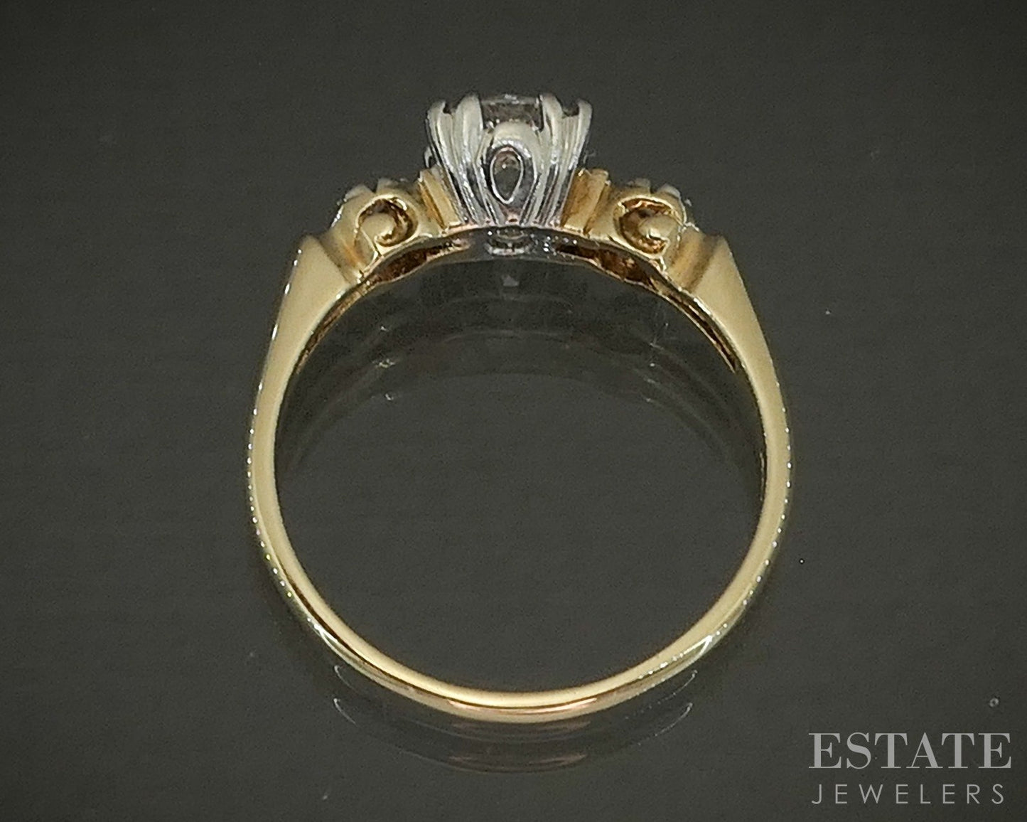 Antique 14k Yellow Gold Transitional .70ct Diamond Engagement Ring p24820