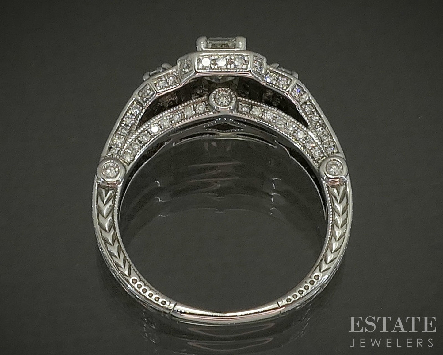 14k White Gold Emerald Natural 1.18ctw Diamond Halo Engagement Ring 6g p26060