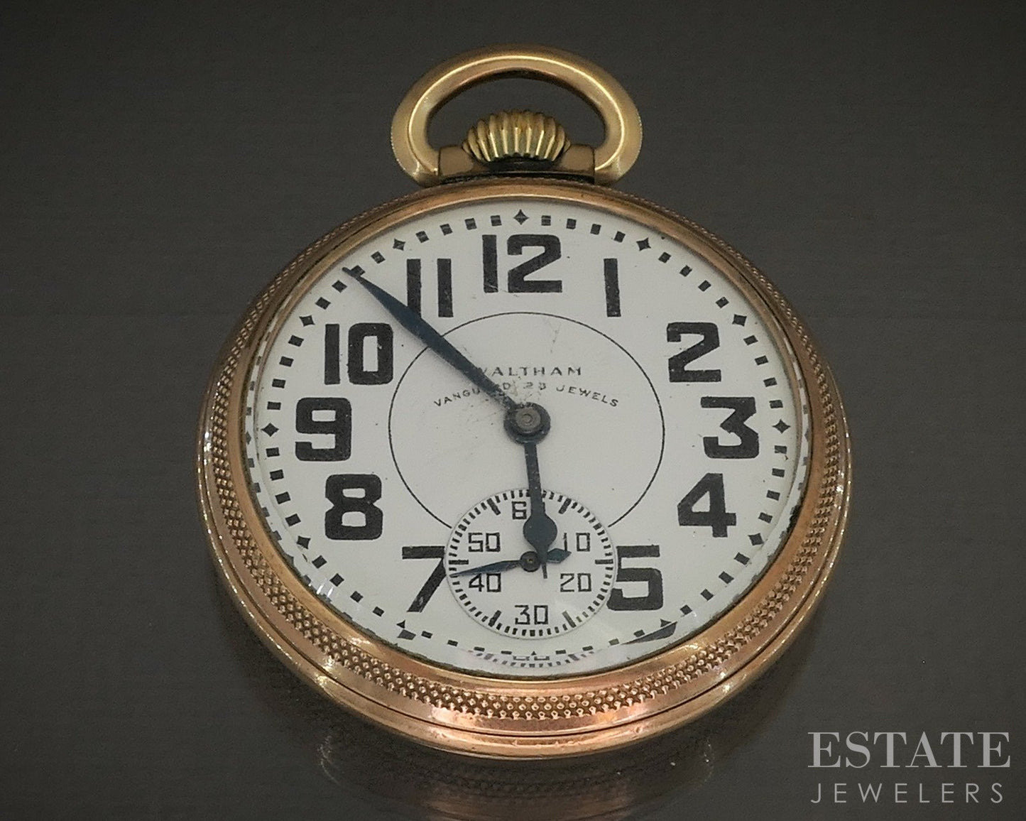 1945 Gold Filled Waltham Vanguard Grade Railroad Openface Pocket Watch p29057