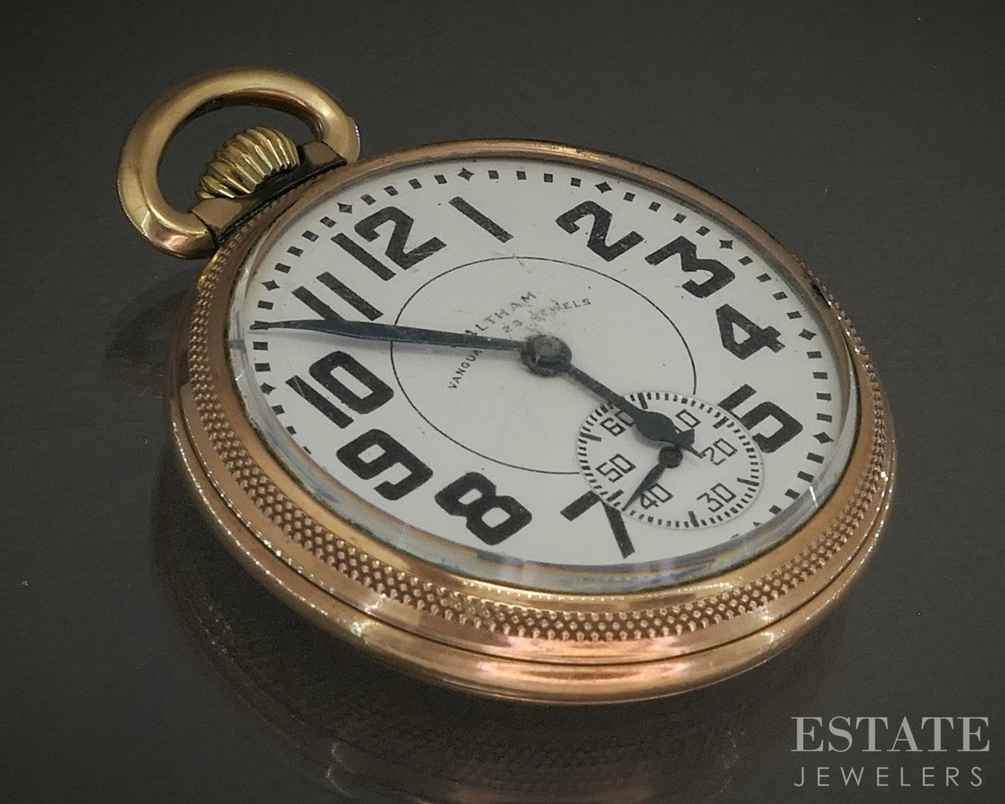1945 Gold Filled Waltham Vanguard Grade Railroad Openface Pocket Watch p29057