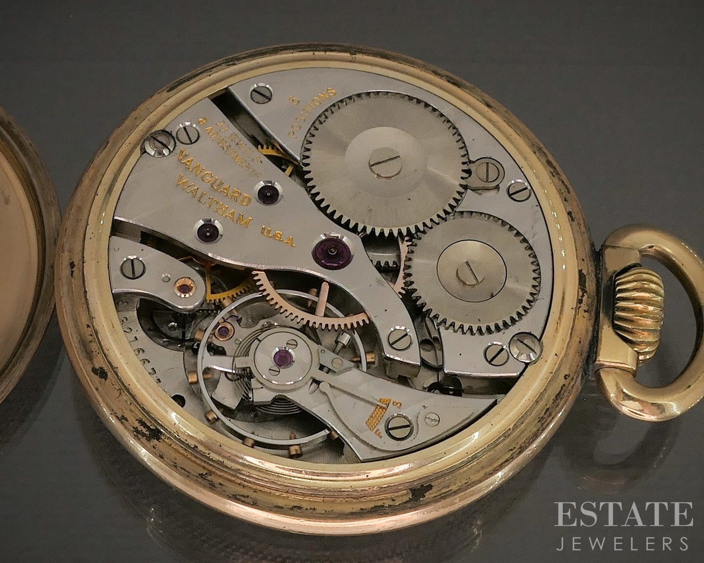 1945 Gold Filled Waltham Vanguard Grade Railroad Openface Pocket Watch p29057