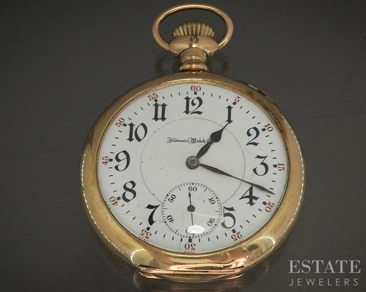 Antique Gold Filled Illinois Abe Lincoln 21j Railroad Pocket Watch p23396