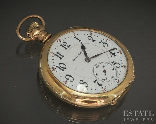 Antique Gold Filled Illinois Abe Lincoln 21j Railroad Pocket Watch p23396