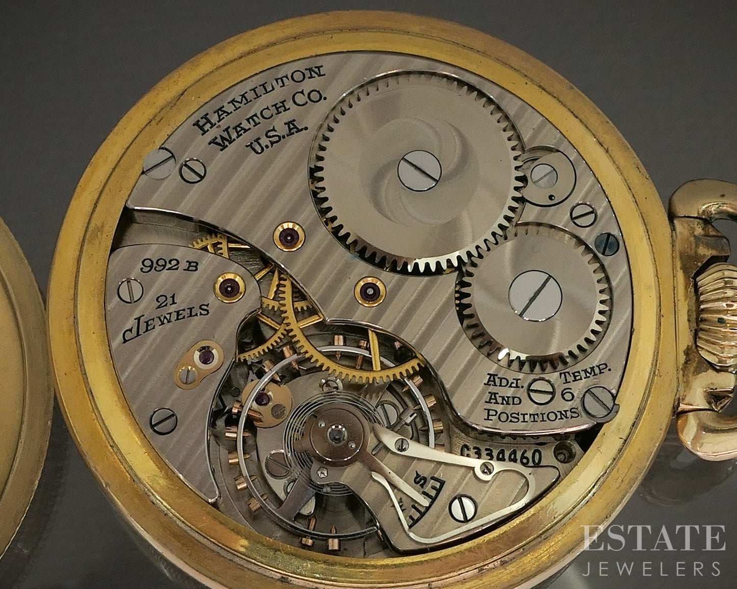 Antique Gold Filled Hamilton 992B Railway Special 21j Pocket Watch p29062