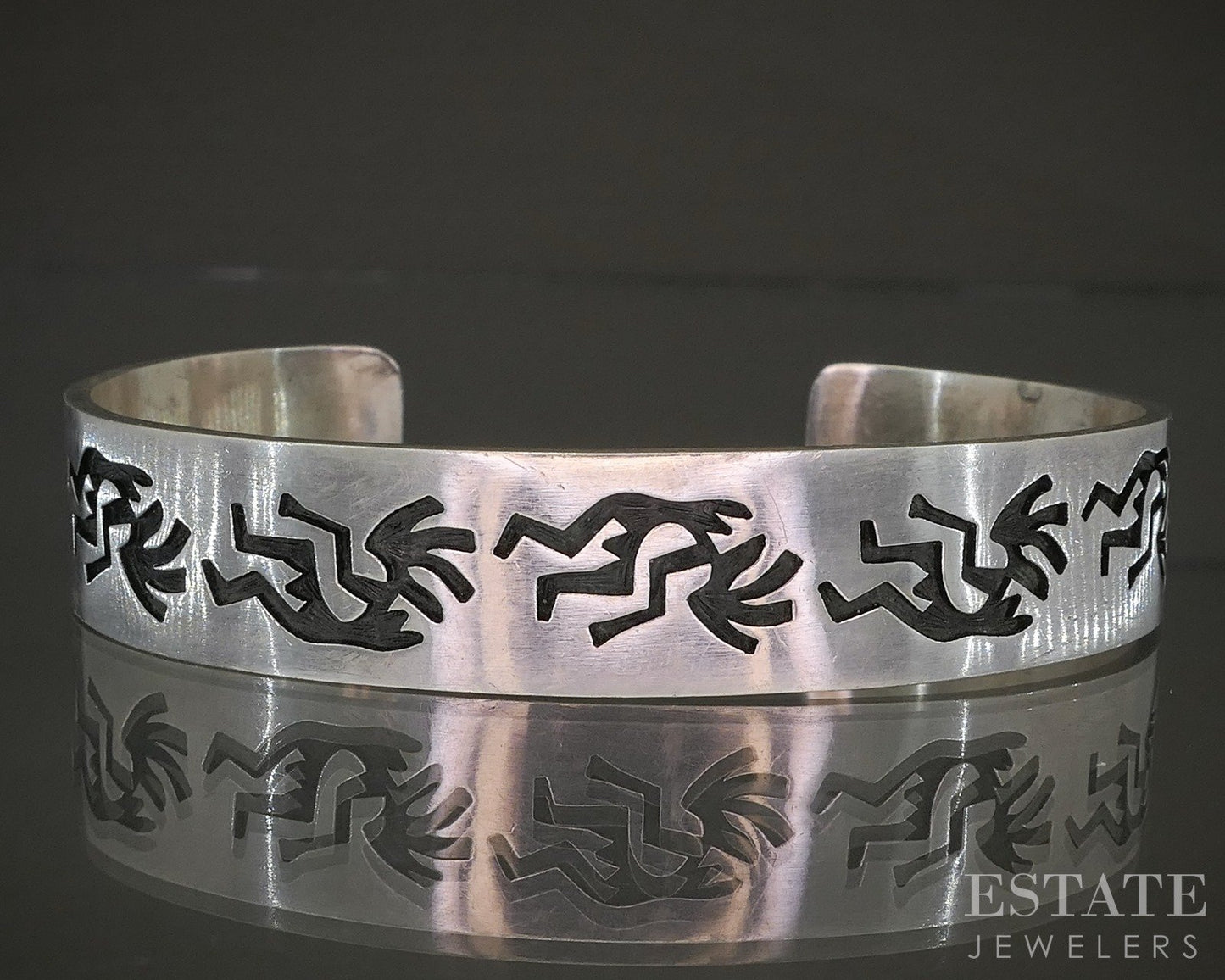 Vintage Sterling Navajo Overlay Ben Yazzie Kokopelli Cuff Bracelet 28g p29063