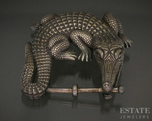 Vintage Sterling Barry Kieselstein-Cord Alligator Mens Belt Buckle 180g p29065