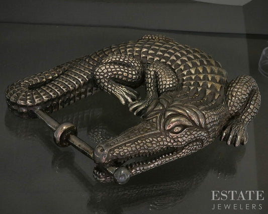 Vintage Sterling Barry Kieselstein-Cord Alligator Mens Belt Buckle 180g p29065