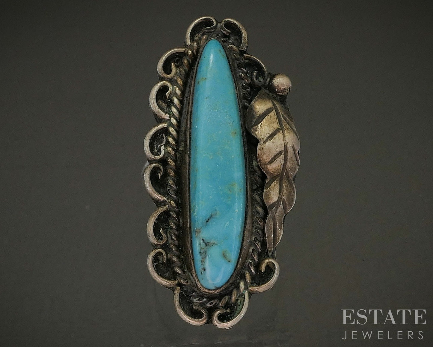Vintage Sterling Natural Turquoise Navajo Charlie Favour Ladies Ring 9.7g p29120