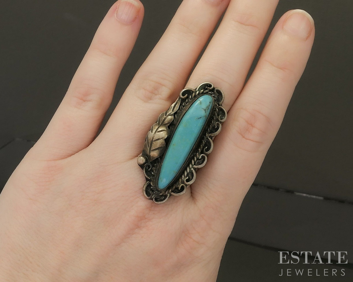 Vintage Sterling Natural Turquoise Navajo Charlie Favour Ladies Ring 9.7g p29120