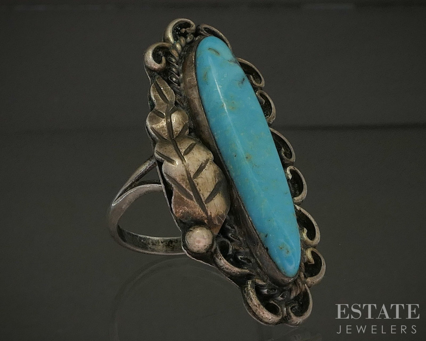 Vintage Sterling Natural Turquoise Navajo Charlie Favour Ladies Ring 9.7g p29120